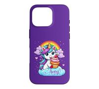 Avery Name Purple Personalized Unicorn With Cupcake Case for iPhone 16 Pro