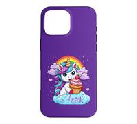 Avery Name Purple Personalized Unicorn With Cupcake Case for iPhone 16 Pro Max