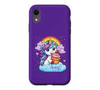 Avery Name Purple Personalized Unicorn With Cupcake Case for iPhone XR