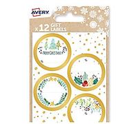 Avery NGIFT12.UK Floral Christmas Gift Labels 3 Sheets of 12 Labels
