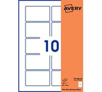 Avery - Pack of 100 Rectangular Self-Adhesive Labels, White Polyester Film, Size 80 x 50 mm, Customizable and Printable Laser and Copier (FPL-80X50.Fr)