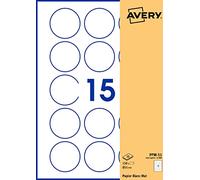 AVERY - Pack of 150 Round Self-Adhesive Labels, White Paper, Diameter 51 mm, Customizable and Printable Laser, Inkjet and Copier (PPW-51.Fr)