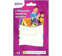 Avery Pack of 24 Laminated Labels Blanc avec Bordure Vert/Bleu/Jaune/Rouge