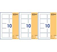 Avery - Pack of 300 Rectangular Self-Adhesive Labels, White Paper, 80 x 50 mm, Customisable and Printable Laser, Inkjet and Copier (PPW-80 x 50.FR)