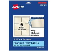 Avery Pearlized Ivory Rectangle Labels with Sure Feed Technology, 3-1/3" x 4", 60 Pearlized Ivory Labels, Laser/Inkjet Printable Labels