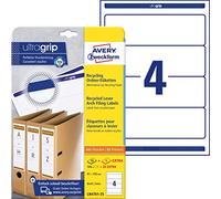 Avery Permanent LR4761-25 25 Rectangular Round White 100PIÈCE (S) - Rectangular Round White Self Adhesive Labels (Permanent 61 x 192 mm A4 Ring Binder)
