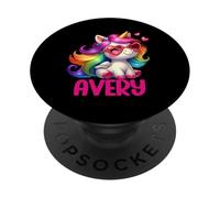 Avery Personalized Name Colorful Unicorn Women Girls PopSockets Adhesive PopGrip