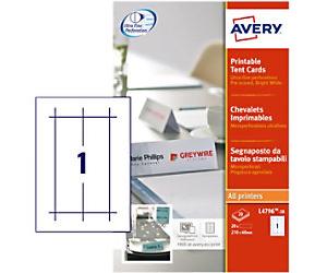 Avery Place Card L4796-20 No A4 White 6 x 21 cm Pack of 20