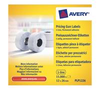 Avery PLP1226 Permanent Label Roll for PL1/8 1 Line Pricing Gun - White (26 x 12 mm, 1500 Labels Per Roll)