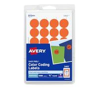 Avery Print/Write Self-Adhesive Removable Labels, 0.75 Inch Diameter, Orange, 1008 per Pack (5465)