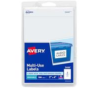 Avery Printable All-Purpose Removable Labels, 2" x 4" White, Write or Print, Great for Organization Projects, 100 Customizable Blank Labels (5444)