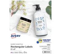 Avery Printable Blank Rectangle Labels, 2" x 3", Glossy Crystal Clear, 80 Customizable Labels (22822)