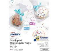 Avery Printable Blank Scallop Gift Tags with Sure Feed, 2" x 1.25", White, 180 Customizable Tags with Strings (22848)