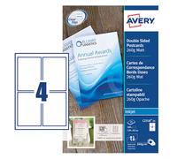 Avery Printable Cards 128mm x 82mm Inkjet Prints on Both Sides 100 Cards / 25 Sheets - C2318-25