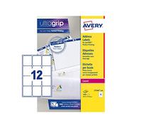 Avery Printable, Customisable Address Mailing Labels, Laser Printers, 12 Labels Per A4 Sheet, 3000 Labels, UltraGrip (L7164), White, 250 Sheets