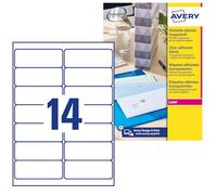 Avery Printable, customisable Clear Address Mailing Labels, Laser Printers, 14 Labels Per A4 Sheet, 350 labels, QuickPEEL (L7563)