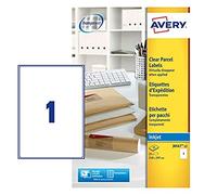 Avery Printable, Customisable Clear Parcel Address Labels, Inkjet Printers, 1 Label per A4 Sheet, 25 Labels, Quickdry (J8567)
