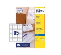 Avery Printable, customisable Mini Organising Return Address Labels, Inkjet Printers, 65 Labels Per A4 Sheet, 6500 labels, QuickDRY (J8651), White