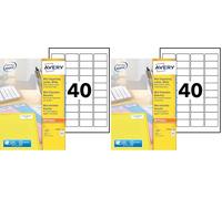 Avery Printable, Customisable Mini Organising Return Address Labels, Laser Printers, 40 Labels Per A4 Sheet, 4000 Labels, QuickPEEL (L7654), White,45.7 x 25.4mm (Pack of 2)