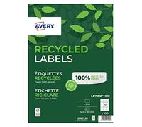 Avery Printable, Customisable Recycled Address Mailing Labels, Laser Printers, 21 Labels Per A4 Sheet, 2100 Labels, QuickPEEL (LR7160), White, 63.5X 38.1 mm