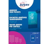 Avery Sign Pockets L7083-10 - A4 (221 x 304 mm) Transparent Adhesive, Repositionable Pack of 10