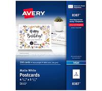 Avery Printable Holiday Invitation Cards for Inkjet Printers, 4.25" x 5.5", 200 Postcards (8387)