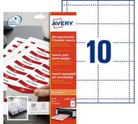 Avery L4727-20 Printable Name Badge Insert Refills - 90 x 54 mm, White, Pack of 200 Inserts