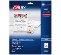 Avery Printable Postcards, 4.25" x 5.5", Textured White, 120 Blank Postcards for Inkjet and Laser Printers (3380)