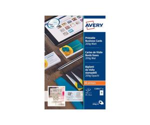 Avery Printable Single-Sided Business Cards 85 X 54 mm, 10 Cards Per A4 Sheet, White, Pack Of 250