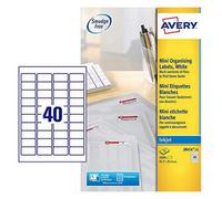 Avery Quickdry, Printable, Mini Address Labels, Customisable, 45.7 X 25.4 mm, White, 40 Labels Per Sheet, 1000 Blank Labels Per