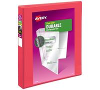 Avery(R) Durable View 3 Ring Binder, 1 Inch Slant Rings, 1 Coral Binder (17293)