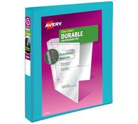 Avery(R) Durable View 3 Ring Binder, 1 Inch Slant Rings, 1 Light Blue Binder (17295)
