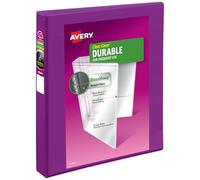 Avery(R) Durable View 3 Ring Binder, 1 Inch Slant Rings, 1 Purple Binder (17294)