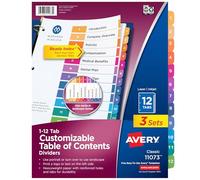Avery Ready Index Table of Contents Dividers, 12-Tab, 3 Sets (11073)
