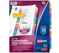Avery Ready Index Table of Contents Dividers, 31-Tab Set, Case Pack of 12 (11129)