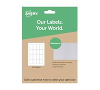 Avery Rectangle Waterproof Labels - A4 Printable Sticker Sheets Select Custom Size or Shape for Laser Printers, Durable & Customisable Product, Candle & Jar Labelling