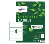 Avery Recycled Filing Label Lever Arch File 192X61mm 4 Per A4 Sheet White Pack 4