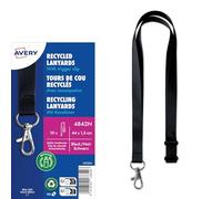 Avery Recycled Lanyards with Trigger/quick release Clip - Pack of 10, Black, 4842N