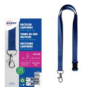 Avery Recycled Lanyards with Trigger/Quick Release Clip - Pack of 10, Blue, 4842
