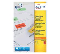 Avery L6034-20 Removable Coloured Labels (A4 Sheets of 63.5 x 33.9 mm, 24 Labels Per Sheet, 20 Sheets) - Red