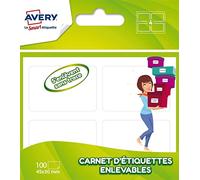 Avery Removable Family Pack of 100 Labels in Pad 45 x 30 mm White