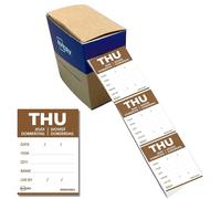 Avery Removable, Hand Writable, Detailed Food Day Labels, Strong Adhesive, 40 x 56 mm, Thursday, Brown, 500 Labels, Preprinted Design (DLDTHUREV-500)
