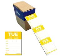Avery Removable, Hand Writable, Detailed Food Day Labels, Strong Adhesive, 40 x 56 mm, Tuesday, Yellow, 500 Labels, Preprinted Design (DLDTUEREV-500)