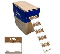 Avery Removable, Hand Writable, Food Day Labels, Thursday, Strong Adhesive, 25 x 25 mm, Brown, 1000 Labels, Preprinted Design (DLSTHUREV-1000)
