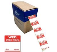 Avery Removable, Hand Writable, Food Day Labels, Wednesday, Strong Adhesive, 25 x 25 mm, Red, 1000 Labels, Preprinted Design (DLSWEDREV-1000)