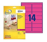 Avery Removable Labels 99.1 x 38,1 mm Neon Pink - l7363p-25 - 350
