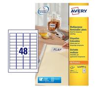Avery Multipurpose Mini Removable Label 45.7x21.2mm 48 Per A4 Sheet White (Pack 1200 Labels) L4736REV-25