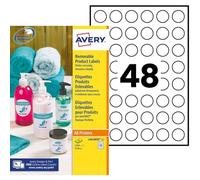 Avery Removable, Printable, Multi Purpose Circle Labels, Multi Surface, Ø 25 mm, White, 48 Labels per Sheet, 1200 Blank Labels per Pack (L4850REV-25)