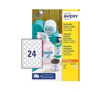 Avery Removable, Printable, Multi Purpose Circle Labels, Multi Surface, 37 mm, White, 24 Labels Per Sheet, 600 Blank Labels Per