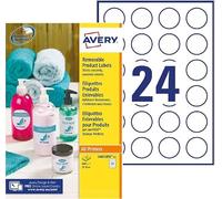 Avery Removable Labels Round 37mm 24 Per Sheet White (600 Pack)